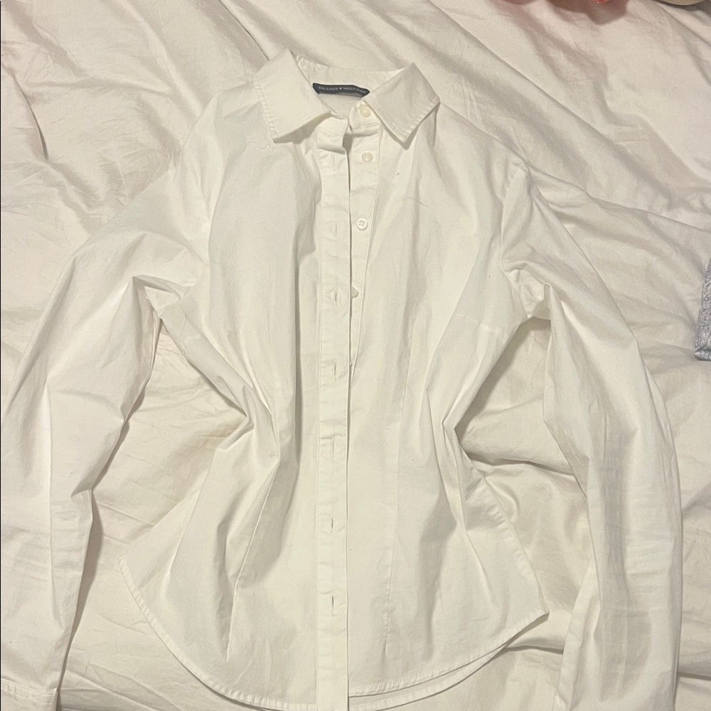 Brandy Melville White Long-Sleeve Button-Up Shirt
